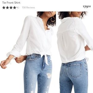 Madewell white tie front button up shirt